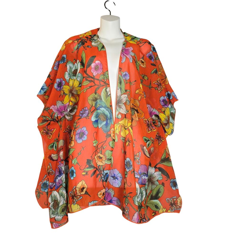 Live 4 Truth Womens 1X Open Front Top Cover Up Floral Lightweight Flowy‎ Beach